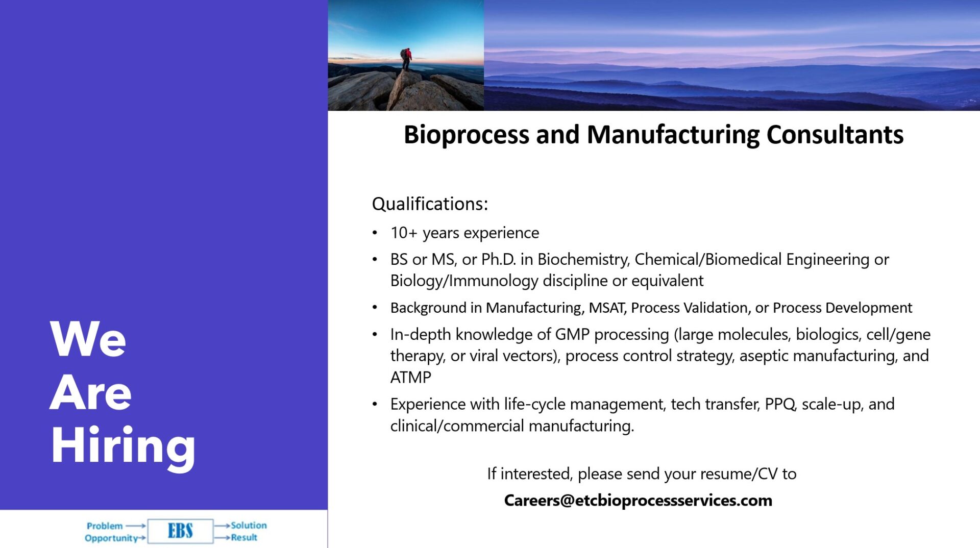 Bioprocess and Manufacturing Consultants